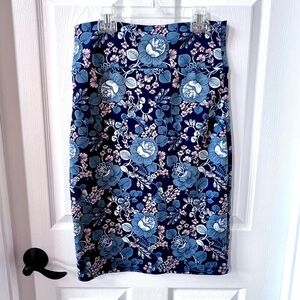 ⭐️ NWT Agnes & Dora Floral Navy and Pink Pull On Pencil Skirt MEDIUM